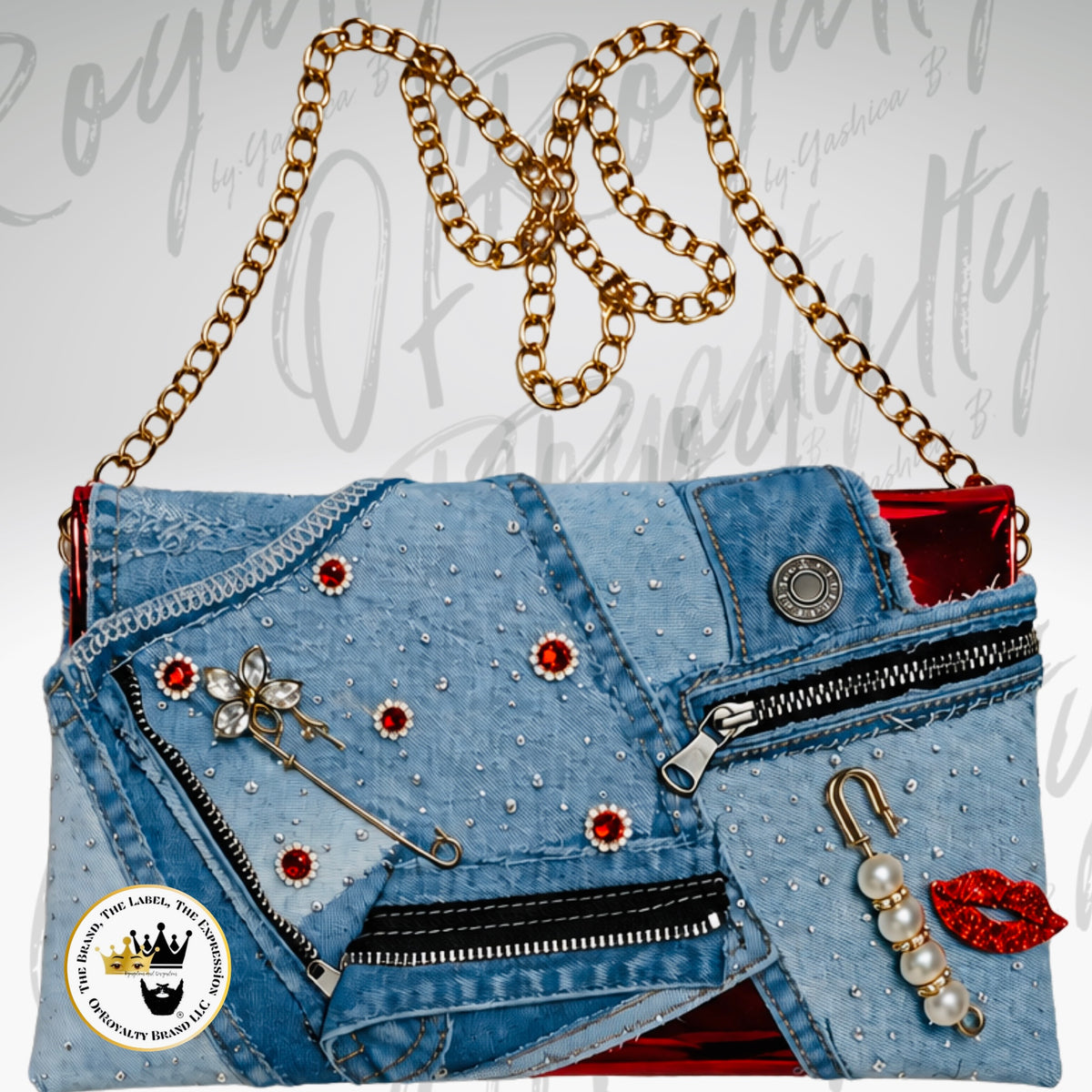 Metallic Touch and Denim Clutch