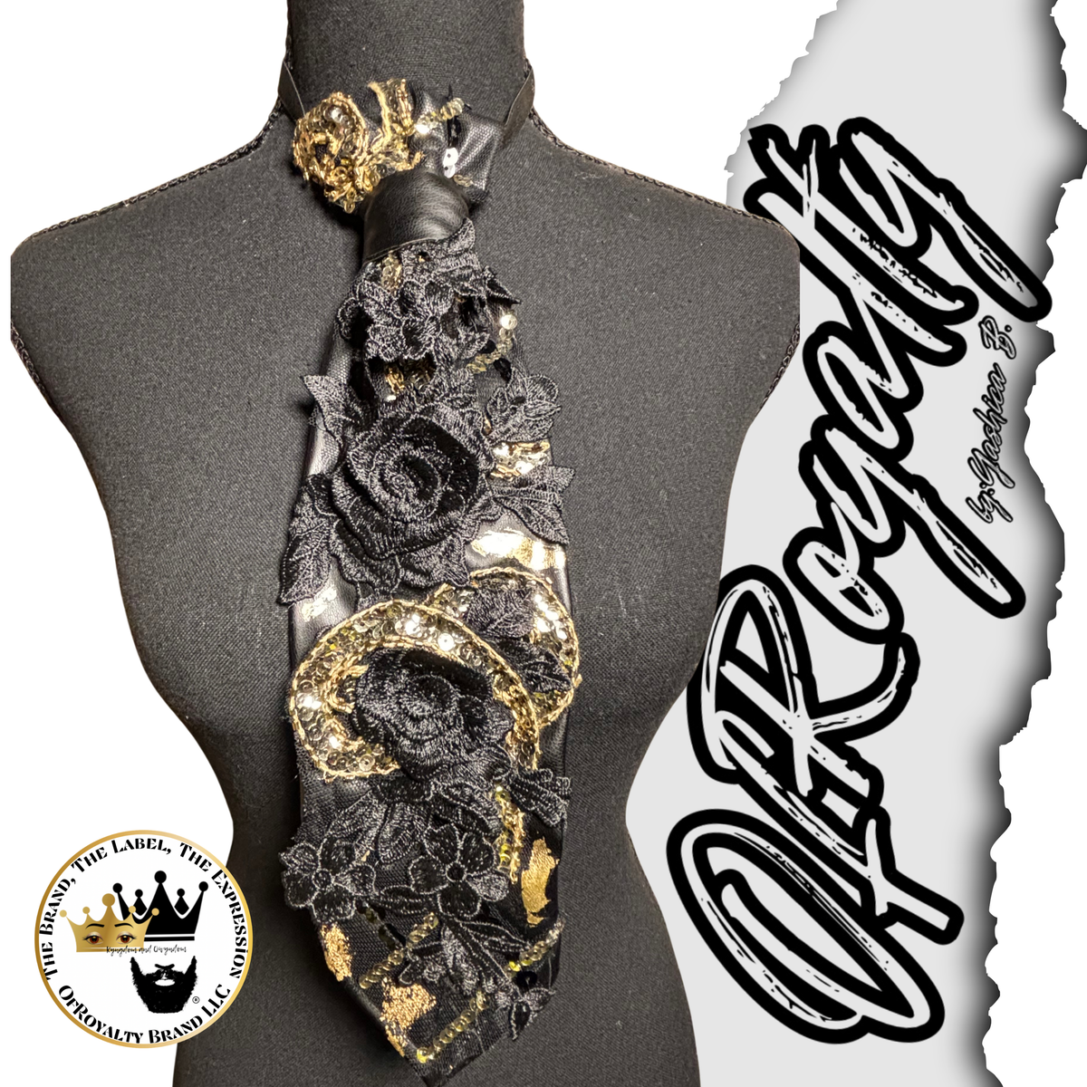 Bloom in 3D Black Rose Tie©️