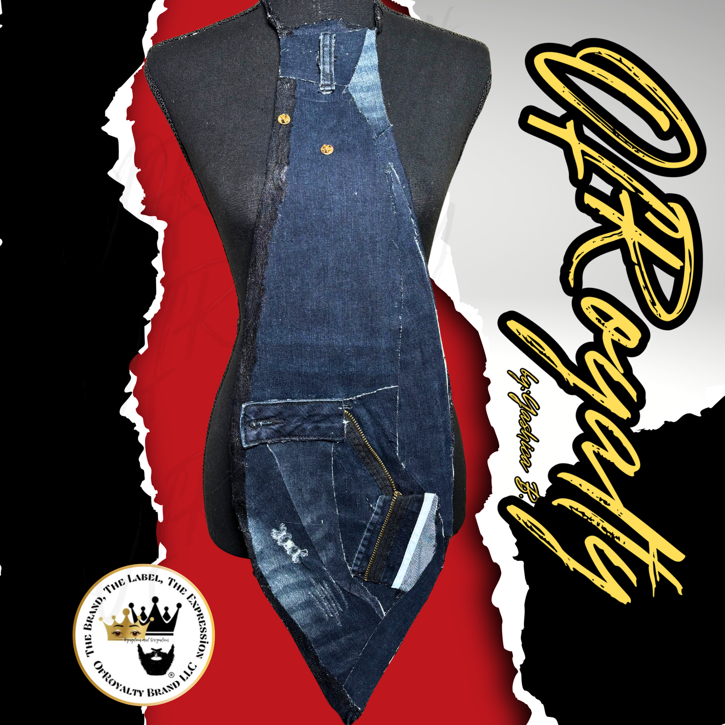 Denim- Rose Tear Drop NeckTie