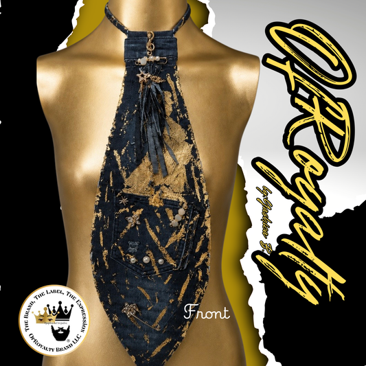 Denim-Gold Tear Drop NeckTie
