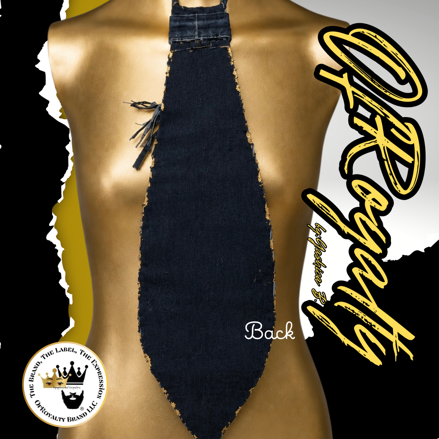 Denim-Gold Tear Drop NeckTie