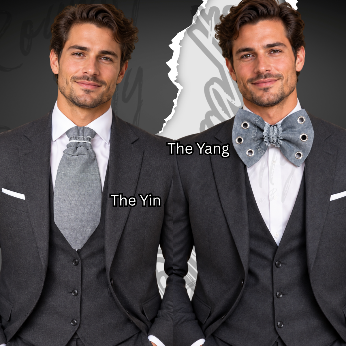 YinYang Ringed Bow & Tie Set©️